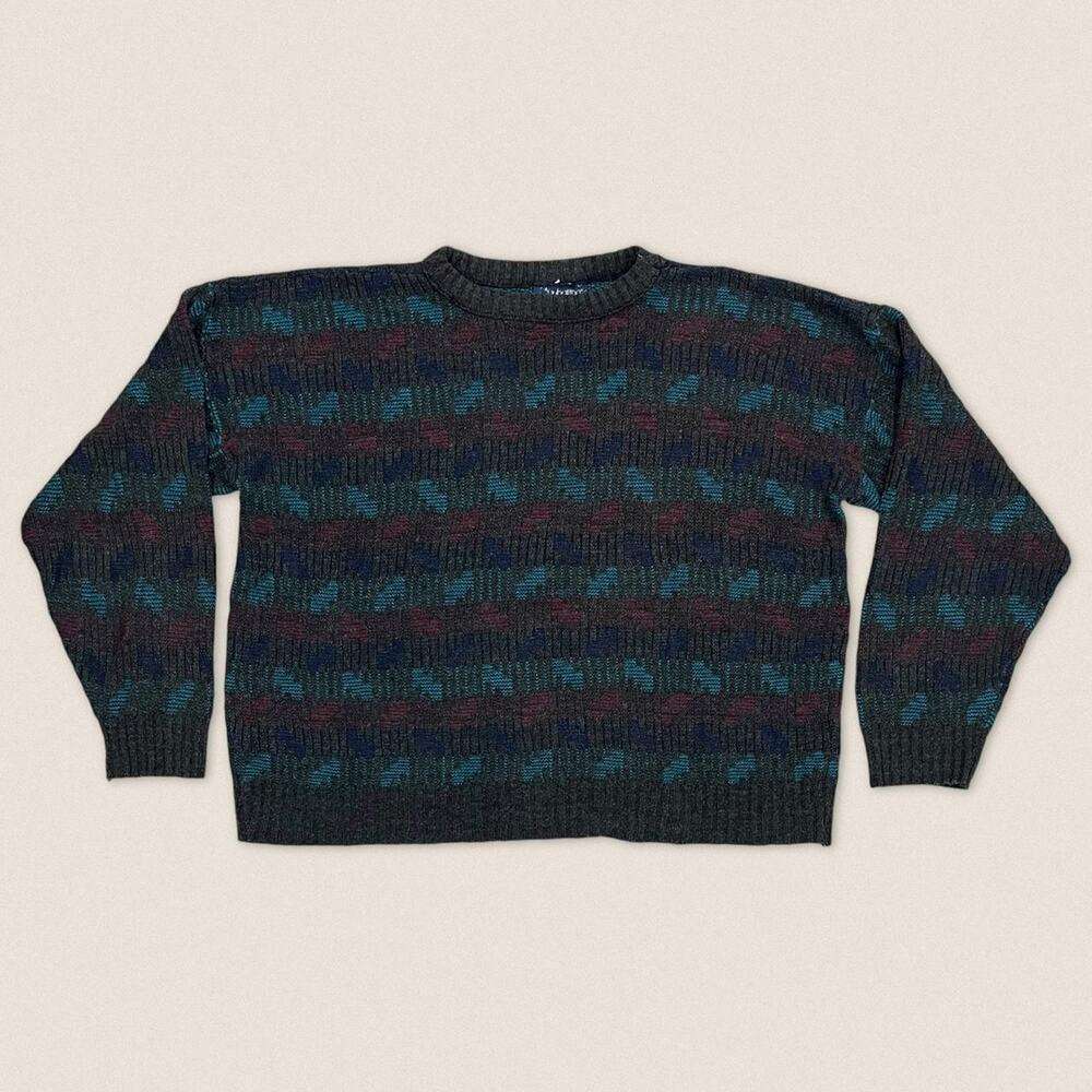 Vintage 90s Boxy Oversized Grandpa Sweater | Xhiliration Size Large